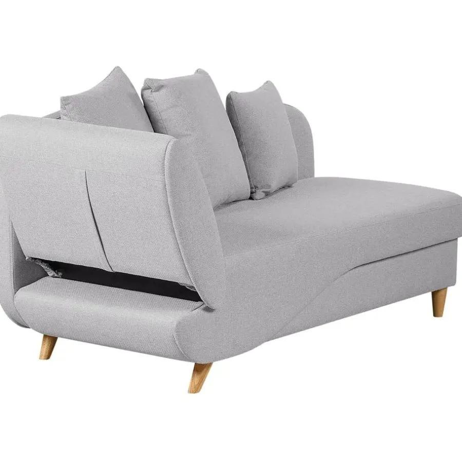 Beliani MERI II - Chaise longue - Lichtgrijs - Linkerzijde - Fluweel