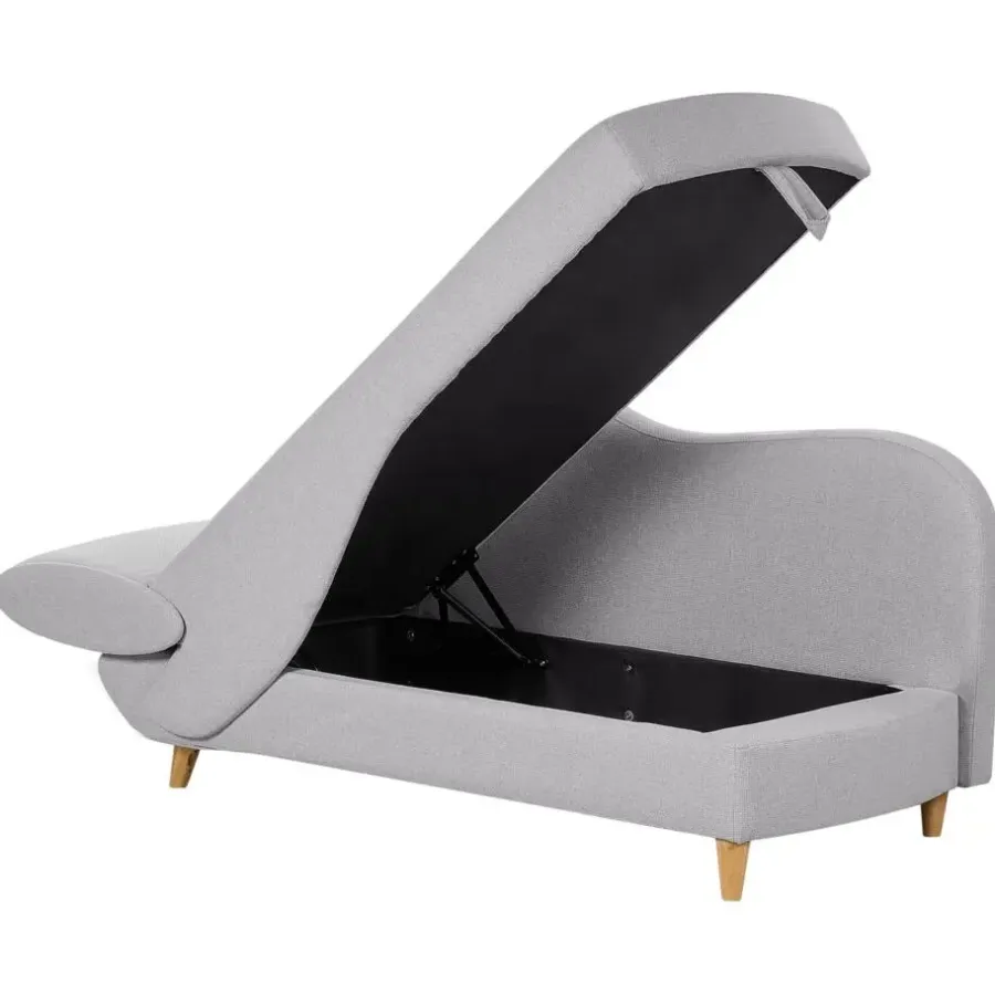 Beliani MERI II - Chaise longue - Lichtgrijs - Linkerzijde - Fluweel