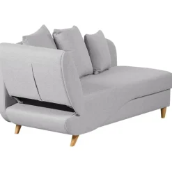 Beliani MERI II - Chaise longue - Lichtgrijs - Linkerzijde - Fluweel