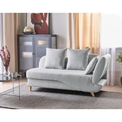 Beliani MERI II - Chaise longue - Lichtgrijs - Rechterzijde - Fluweel
