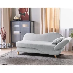 Beliani MERI II - Chaise longue - Lichtgrijs - Rechterzijde - Fluweel