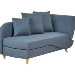 Beliani MERI II - Chaise longue met opbergruimte - Blauw - Rechts - Fluweel