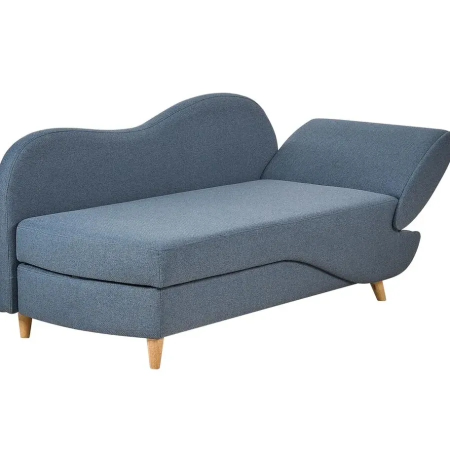 Beliani MERI II - Chaise longue met opbergruimte - Blauw - Rechts - Fluweel