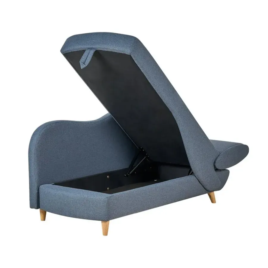 Beliani MERI II - Chaise longue met opbergruimte - Blauw - Rechts - Fluweel