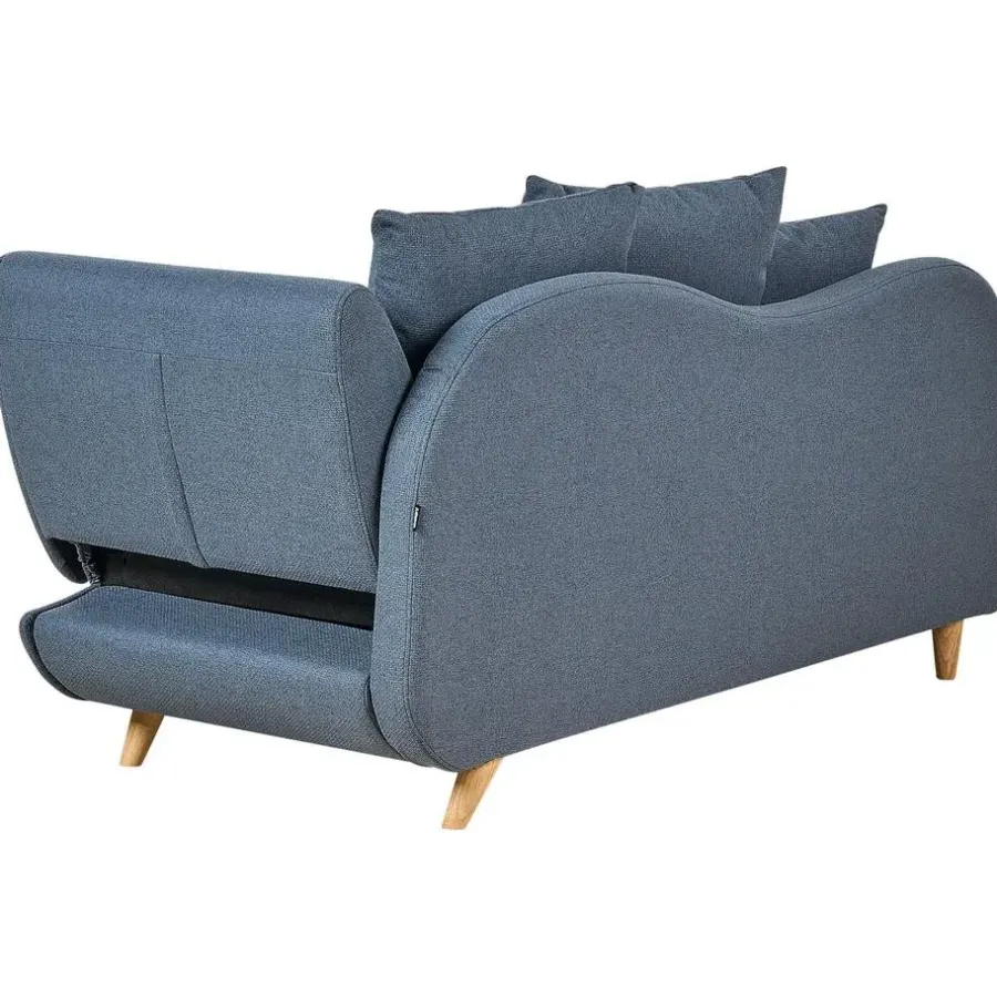 Beliani MERI II - Chaise longue met opbergruimte - Blauw - Rechts - Fluweel