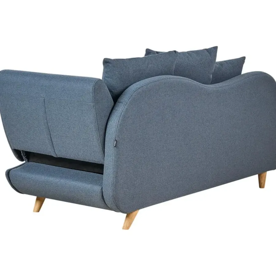 Beliani MERI II - Chaise longue met opbergruimte - Blauw - Rechts - Fluweel