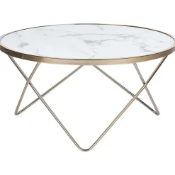 Salontafels-Beliani MERIDIAN II - Salontafel - Wit/Goud - Veiligheidsglas