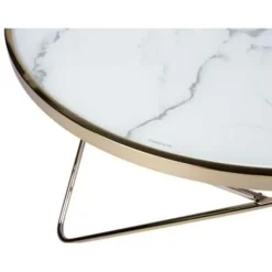 Salontafels-Beliani MERIDIAN II - Salontafel - Wit/Goud - Veiligheidsglas