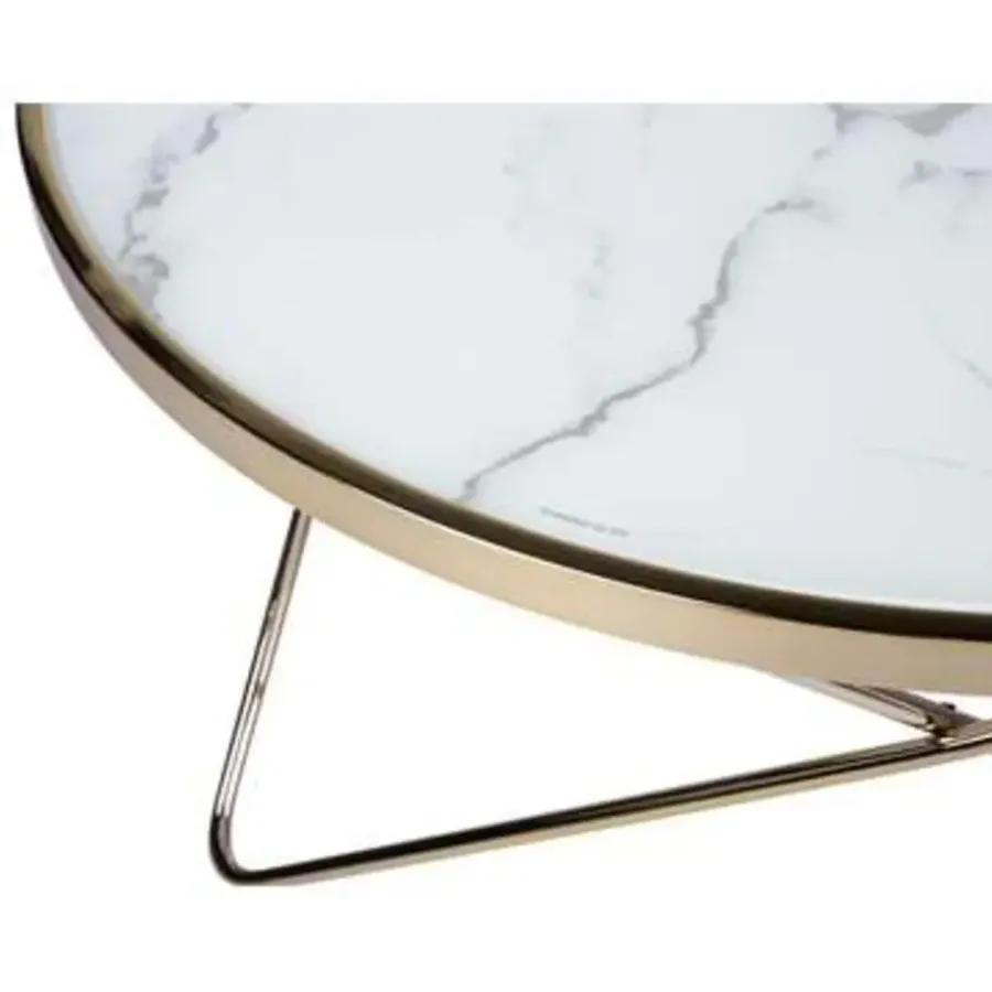 Salontafels-Beliani MERIDIAN II - Salontafel - Wit/Goud - Veiligheidsglas
