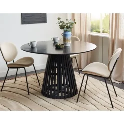 Ronde Eettafels-Beliani MESILLA - Ronde eettafel - Zwart - 120 cm - Acaciahout