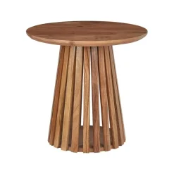Beliani MESILLA - Ronde salontafel - Donkerhout - Acaciahout