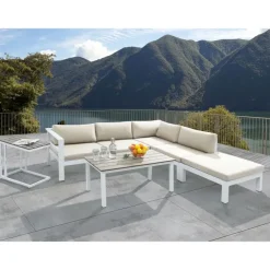 Loungesets|Loungesets-Beliani MESSINA - Loungeset voor 5 - Beige - Aluminium