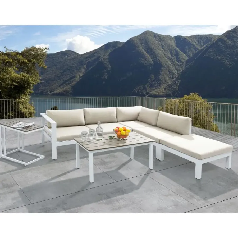 Loungesets|Loungesets-Beliani MESSINA - Loungeset voor 5 - Beige - Aluminium