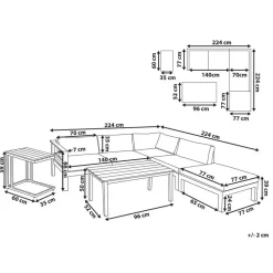 Loungesets|Loungesets-Beliani MESSINA - Loungeset voor 5 - Beige - Aluminium