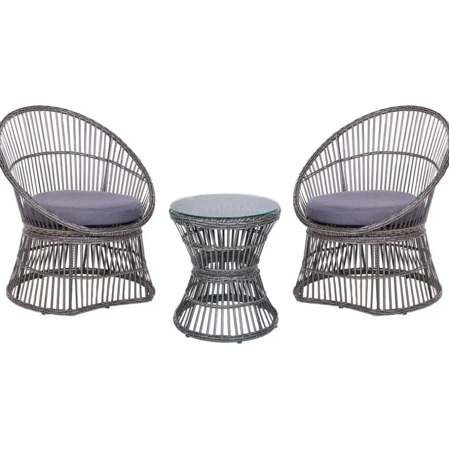 Beliani MESYNA - Bistro set - Taupe - PE rotan
