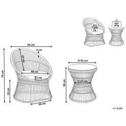 Beliani MESYNA - Bistro set - Taupe - PE rotan