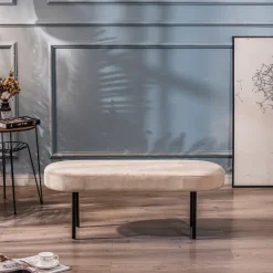 Bankjes-Nordlys Metalen en fluwelen beige bank