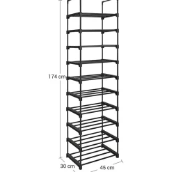 Kledingopbergers-Merkloos Metalen Schoenenrek met 10 Planken, Standplank, Multifunctioneel