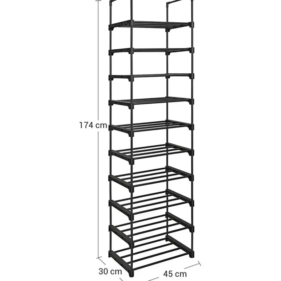 Kledingopbergers-Merkloos Metalen Schoenenrek met 10 Planken, Standplank, Multifunctioneel