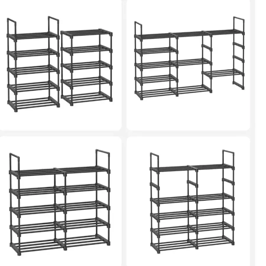 Kledingopbergers-Merkloos Metalen Schoenenrek met 10 Planken, Standplank, Multifunctioneel