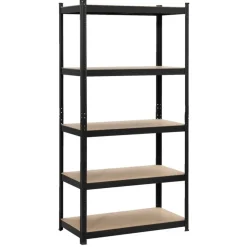 Stellingkasten-Leen Bakker Metalen stellingkast - zwart - 90x45x180 cm