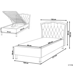 Beliani METZ - Bed met opbergruimte - Beige - 90 x 200 cm - Fluweel
