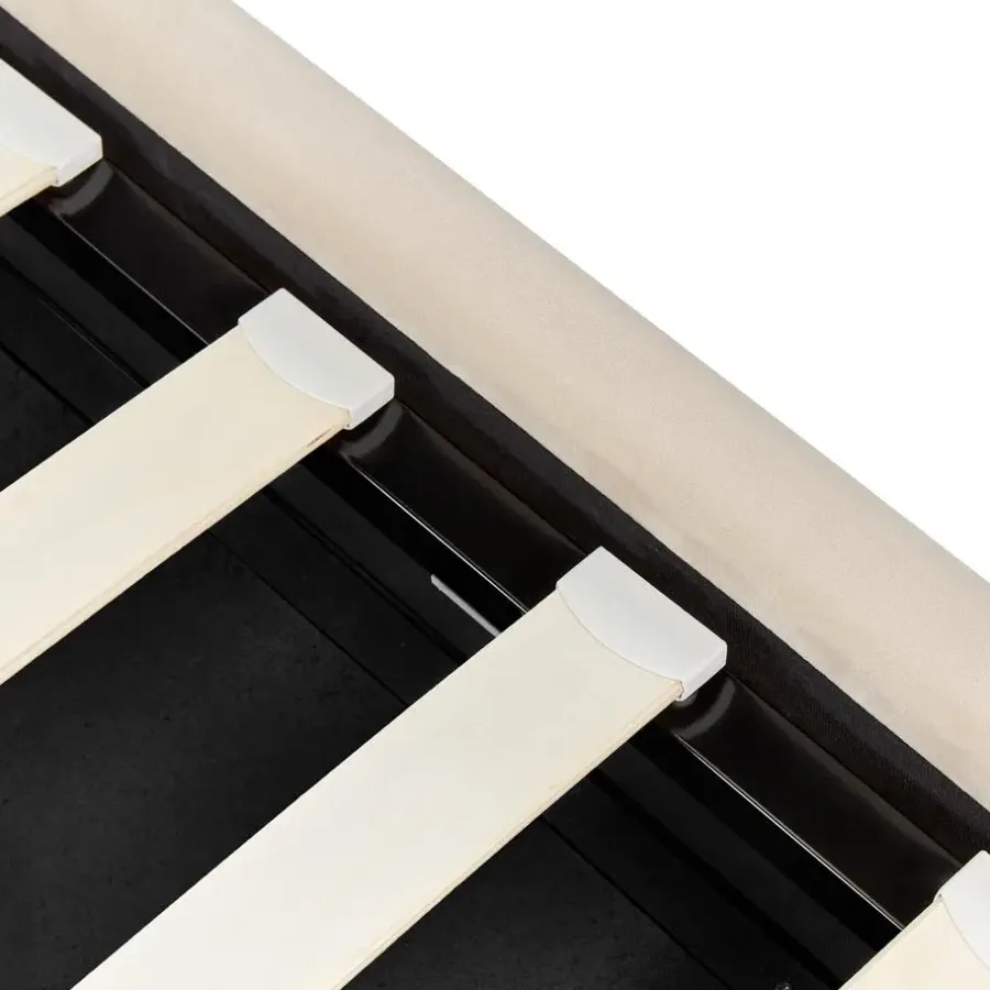 Beliani METZ - Bed met opbergruimte - Beige - 90 x 200 cm - Fluweel