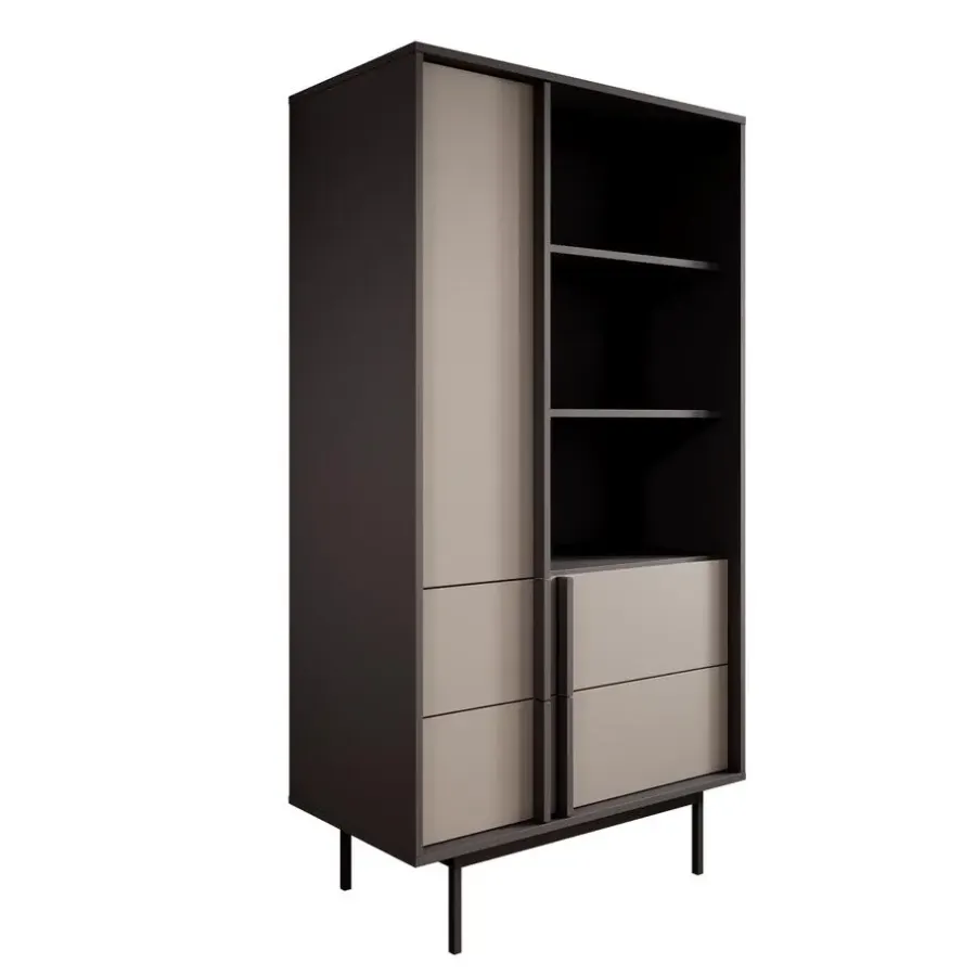 Boekenkasten|Boekenkasten-Meubella - Antigo - Boekenkast - Beige/Antraciet - 83x43x155 cm