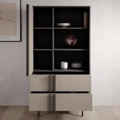 Boekenkasten|Boekenkasten-Meubella - Antigo - Boekenkast - Beige/Antraciet - 83x43x155 cm