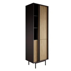Meubella - Antigo - Boekenkast - Eiken/Antraciet - 63x43x195 cm