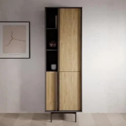 Meubella - Antigo - Boekenkast - Eiken/Antraciet - 63x43x195 cm