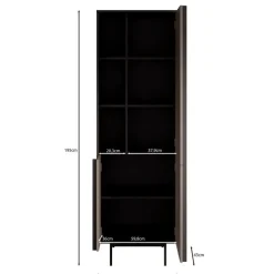 Meubella - Antigo - Boekenkast - Eiken/Antraciet - 63x43x195 cm