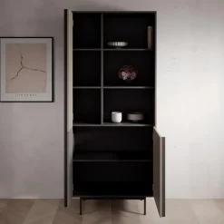 Boekenkasten|Boekenkasten-Meubella - Antigo - Boekenkast - Beige/Antraciet - 83x43x195 cm