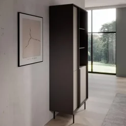 Boekenkasten|Boekenkasten-Meubella - Antigo - Boekenkast - Beige/Antraciet - 83x43x195 cm