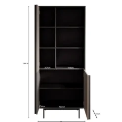 Boekenkasten|Boekenkasten-Meubella - Antigo - Boekenkast - Beige/Antraciet - 83x43x195 cm
