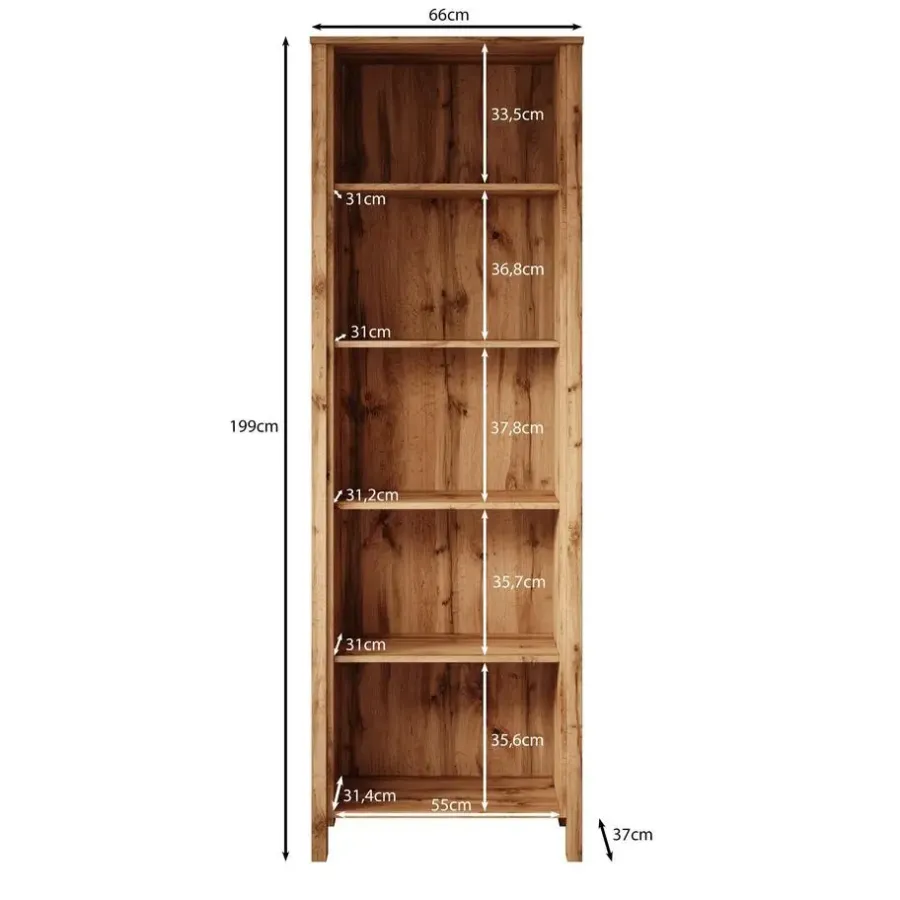 Boekenkasten|Boekenkasten-Meubella - Boekenkast Isaac 1 - Eiken - 66 cm