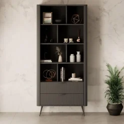 Boekenkasten|Boekenkasten-Meubella - Boekenkast Lima - Zwart - 88 cm