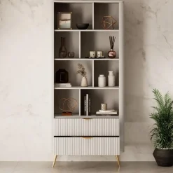 Boekenkasten|Boekenkasten-Meubella - Boekenkast Lima - Beige - 88 cm