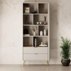 Boekenkasten|Boekenkasten-Meubella - Boekenkast Lima - Beige - 88 cm