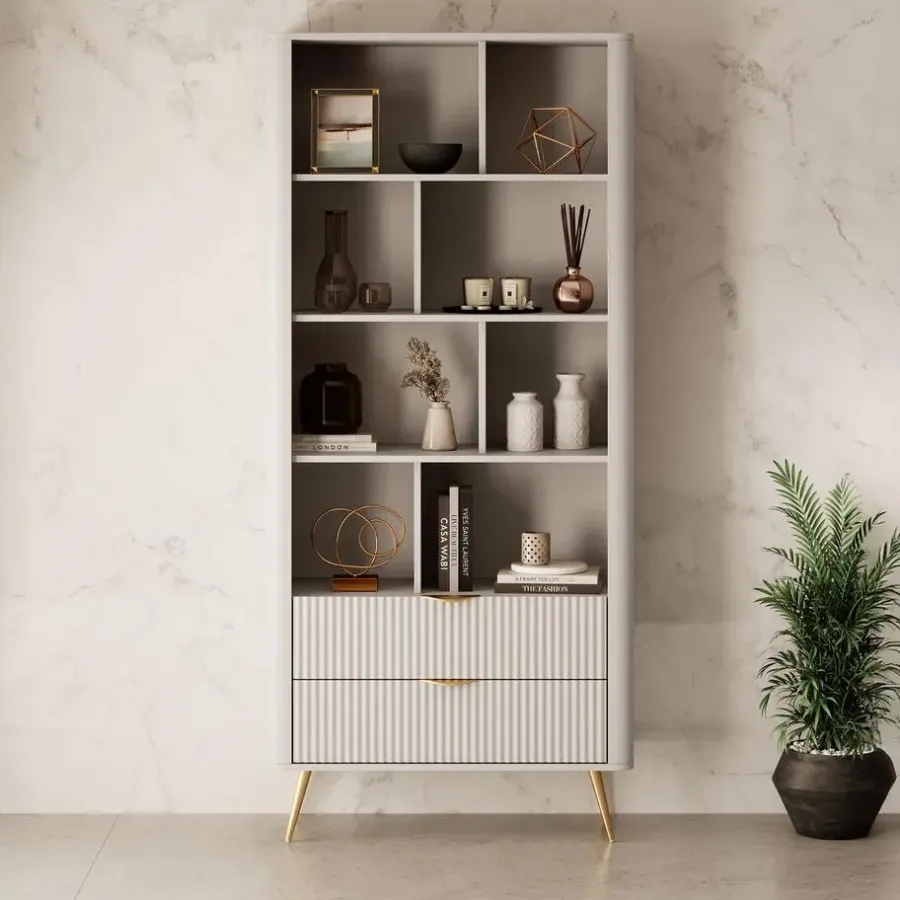 Boekenkasten|Boekenkasten-Meubella - Boekenkast Lima - Beige - 88 cm