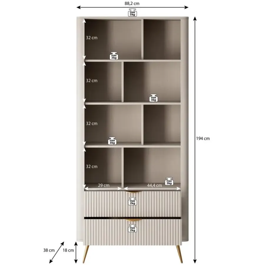 Boekenkasten|Boekenkasten-Meubella - Boekenkast Lima - Beige - 88 cm
