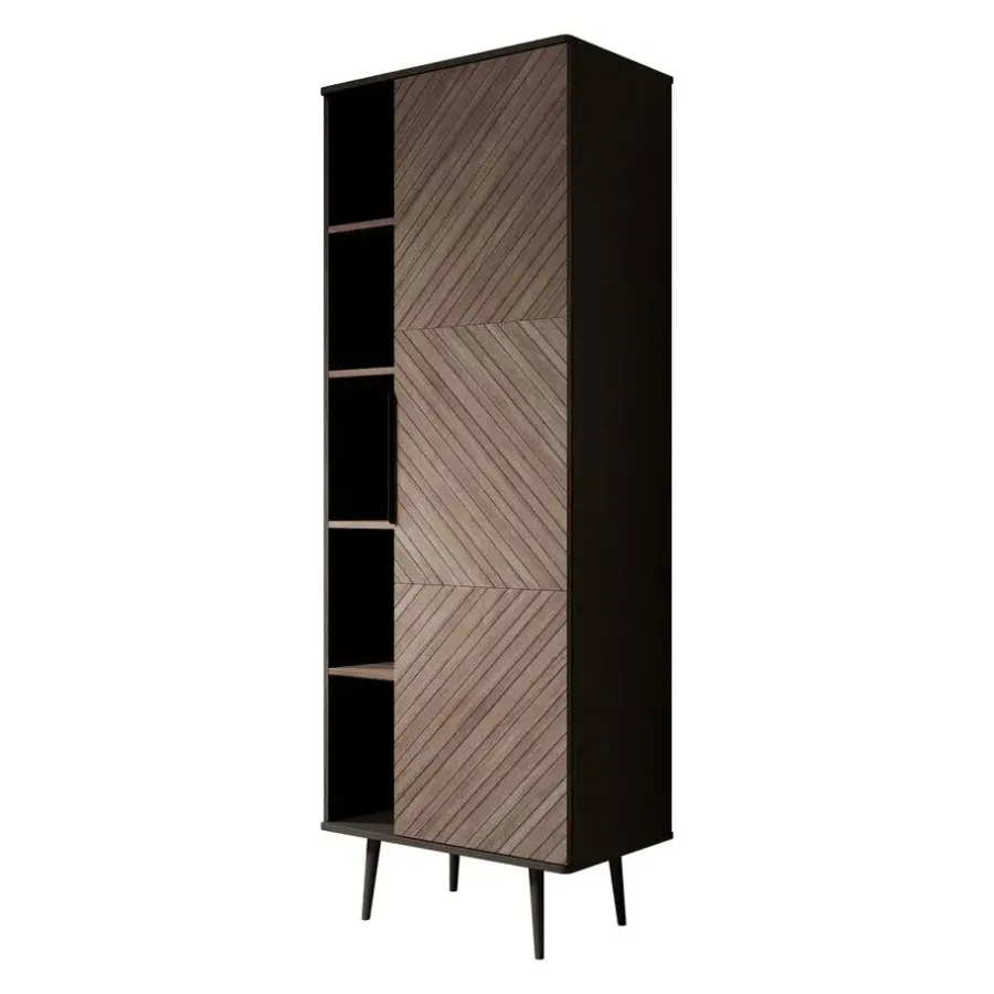 Boekenkasten|Boekenkasten-Meubella - Boekenkast Pedro - Donker eiken - Zwart eiken - 70 cm