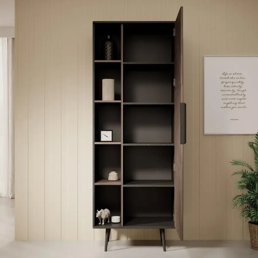 Boekenkasten|Boekenkasten-Meubella - Boekenkast Pedro - Donker eiken - Zwart eiken - 70 cm