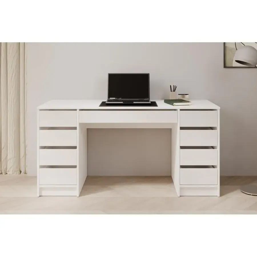 Meubella - Bureau Avio 2 - Wit hoogglans - 154 cm