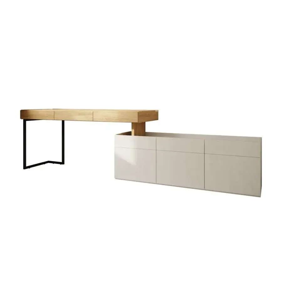 Meubella - Bureau Floren - Eiken - 3 lades