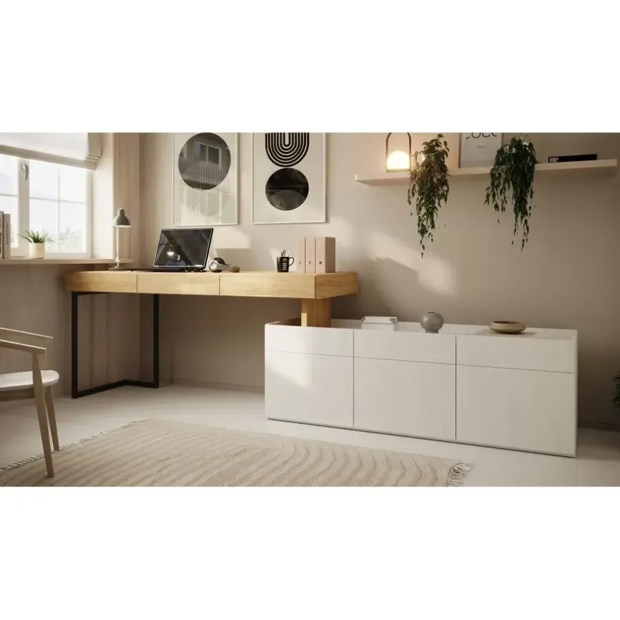 Meubella - Bureau Floren - Eiken - 3 lades