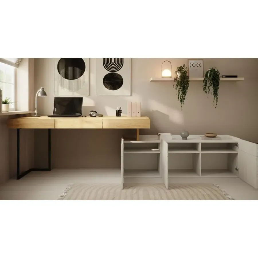 Meubella - Bureau Floren - Eiken - 3 lades