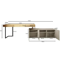 Meubella - Bureau Floren - Eiken - 3 lades