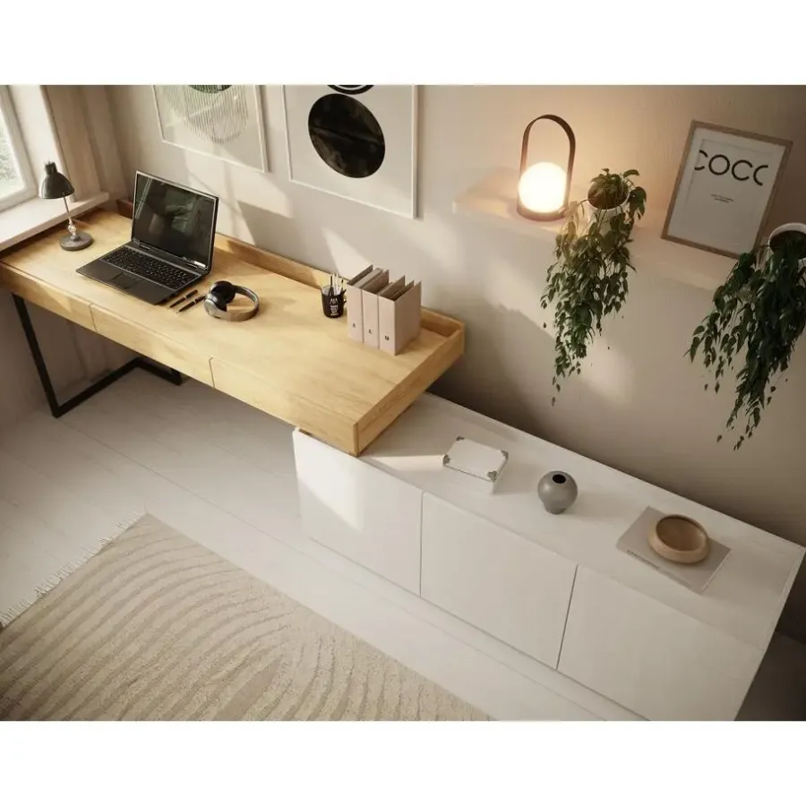 Meubella - Bureau Floren - Eiken - 3 lades