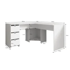 Bureaus-Meubella - Bureau Fuenta - Wit - 142 cm